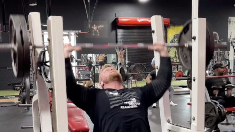 Watch Kyle Kirvay Make a 225-Pound Shoulder Press for 20 Reps Look Easy