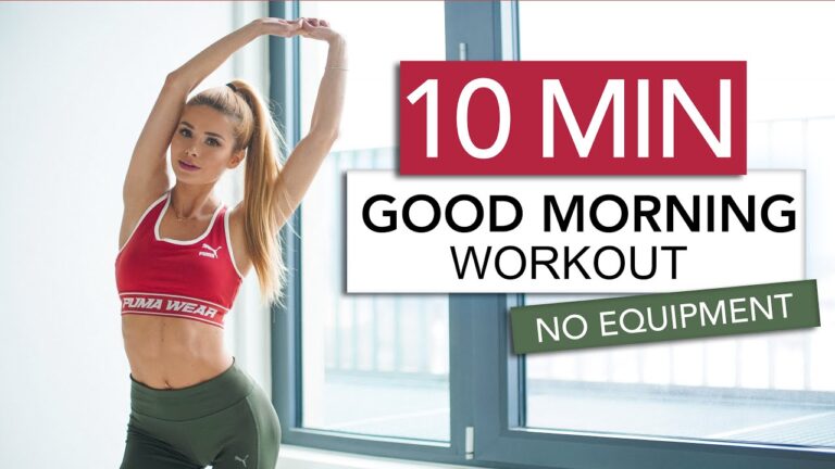 10 MIN GOOD MORNING WORKOUT – Stretch & Train // No Equipment | Pamela Reif
