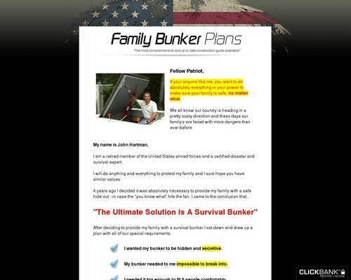 Family Bunker Plans – Top new survival product paying 75%.