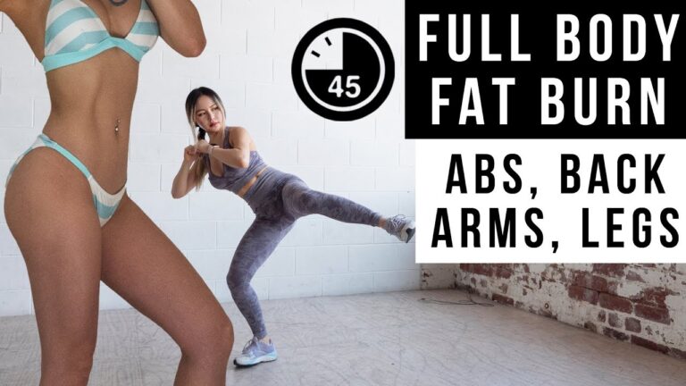 45 Min Full Body FAT BURN Workout | Get Flat Abs, Lean Legs & Arms | No Jumping Ver Included