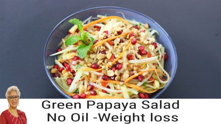 Green Papaya Salad Recipe – Oil Free Salad Recipes For Weight Loss – Som Tum – Raw Papaya Salad