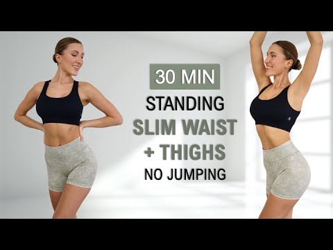 30 Min SLIM WAIST + THIGH + TRAINED ABS | All Standing – No Jumping, Calorie Burn, No Repeat