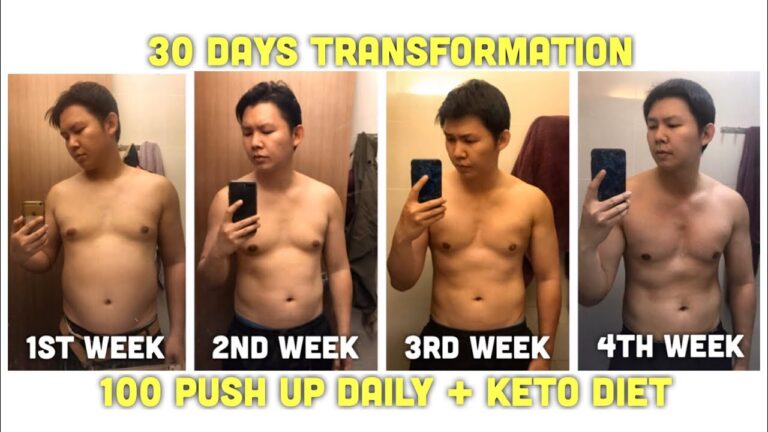 Body transformation in 30 days! 100 push up daily + Keto Diet. 98kg to 86kg~
