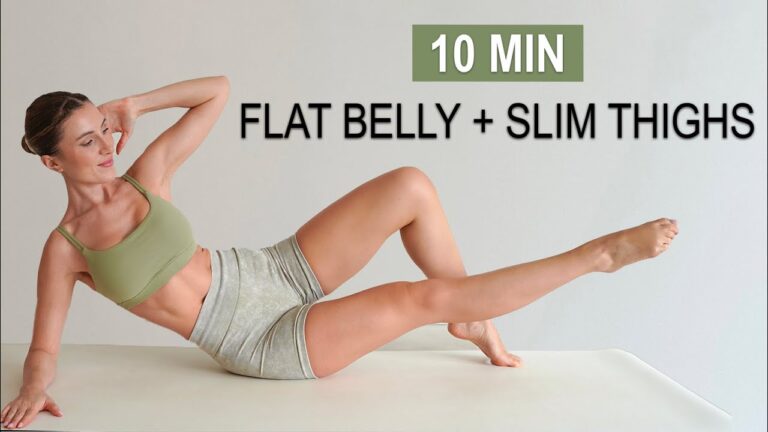 10 Min FLAT BELLY + SLIM THIGHS | Toned ABS + THIGHS | No Jumping, No Repeat, No Equipment