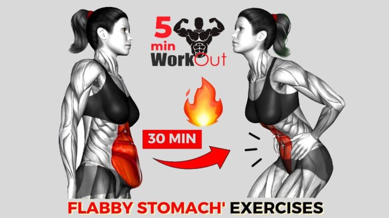 30 Min Standing 'FLABBY STOMACH' Exercises To Reduce  Flat Stomach and Slim Waist  By 5 Min Workout