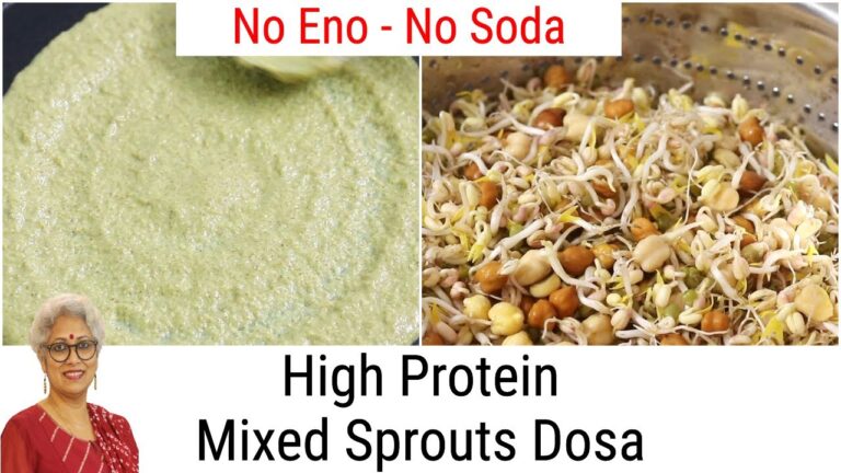 High Protein Mixed Sprouts Dosa – Healthy Breakfast Weight Loss – Sprouted Green Moong Dal Pesarattu