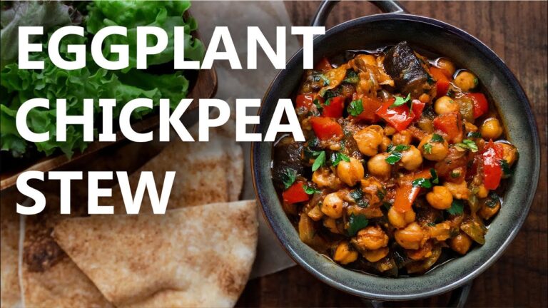 Eggplant Chickpea/Garbanzo Stew Recipe 🍆 Tasty + Easy to Make Vegan Stew in One Pot!